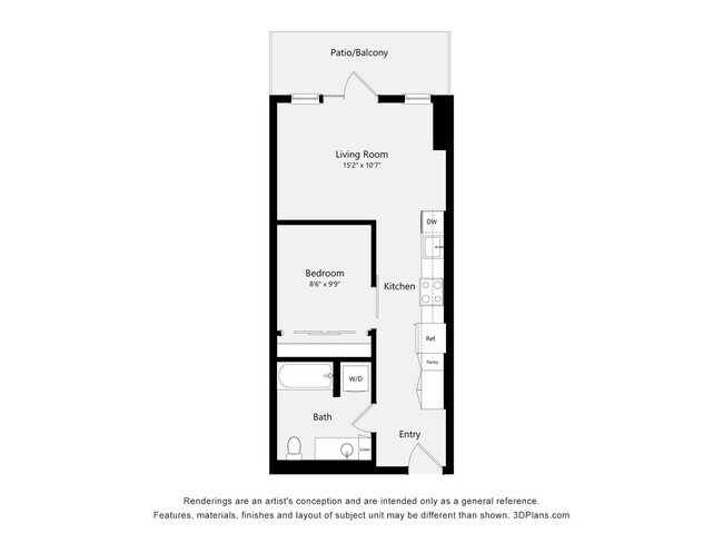 Urban One Bed One Bath 2 ARCH 745 floor plan